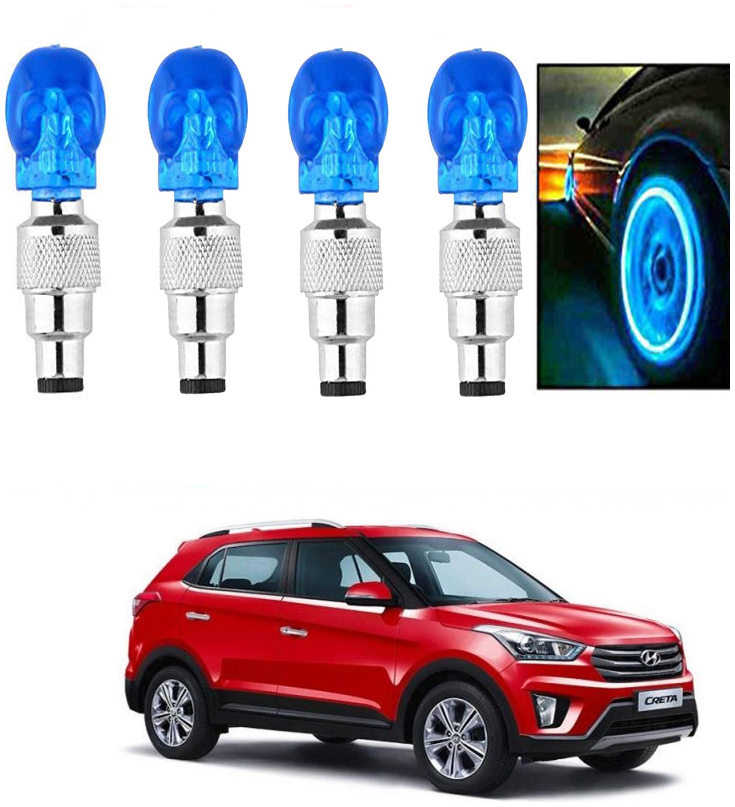 

SHOP4U Car Skull Wheel Tyre LED Light With Motion Sensor for hyundai creta ( Pack of 4 Blue )
