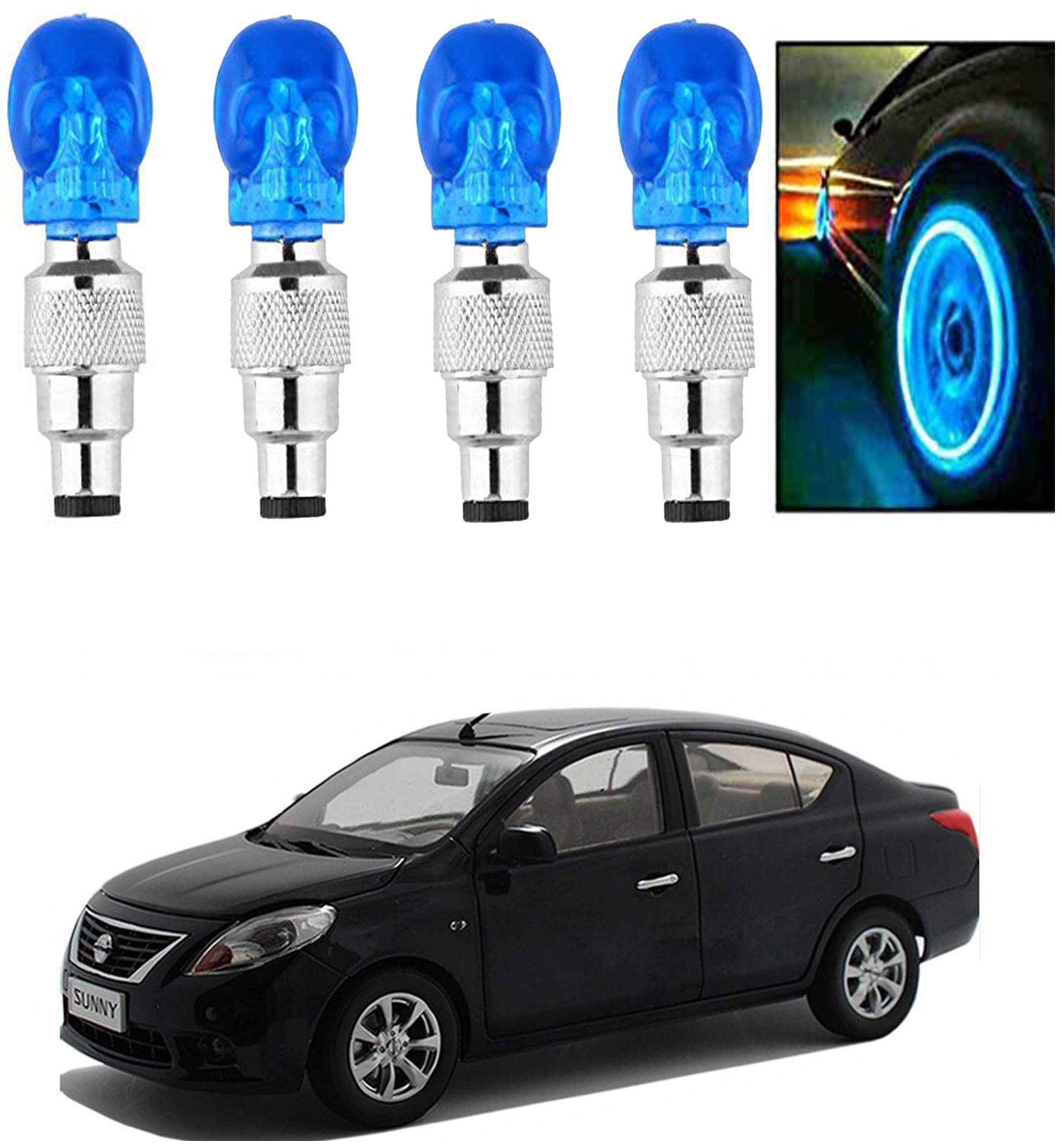 

SHOP4U Car Skull Wheel Tyre LED Light With Motion Sensor for nissan sunny ( Pack of 4 Blue )