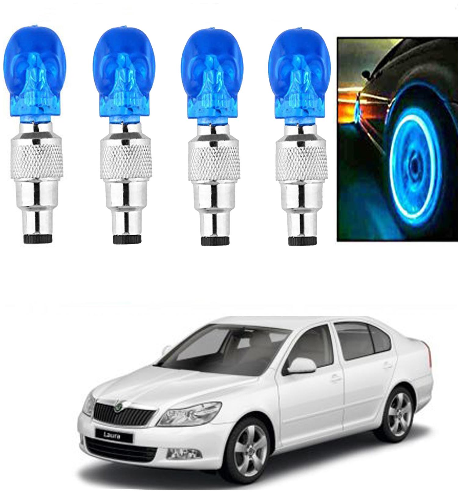 

SHOP4U Car Skull Wheel Tyre LED Light With Motion Sensor for skoda laura ( Pack of 4 Blue )
