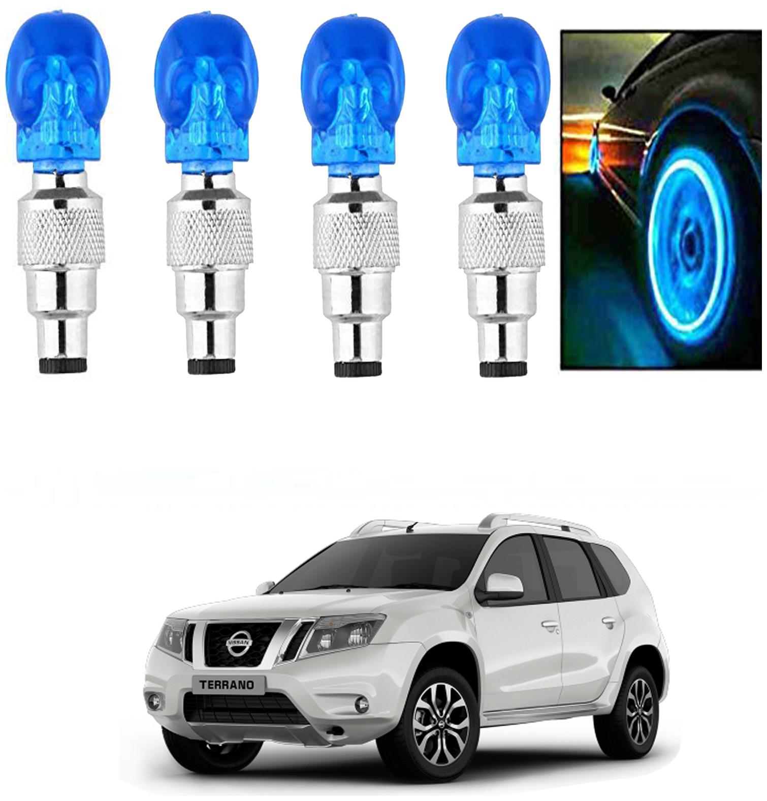 

SHOP4U Car Skull Wheel Tyre LED Light With Motion Sensor for nissan terrano ( Pack of 4 Blue )