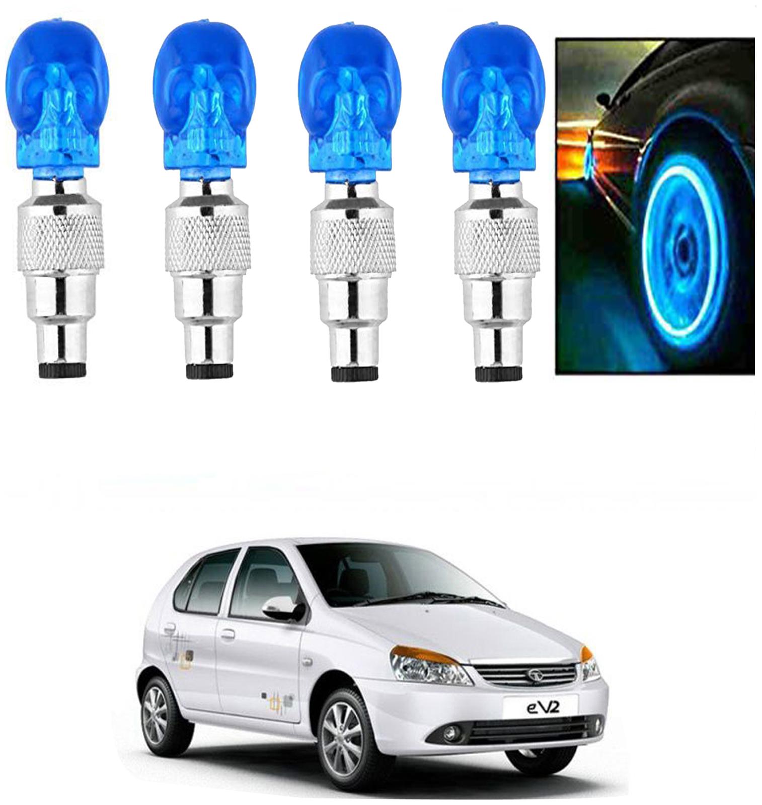 

SHOP4U Car Skull Wheel Tyre LED Light With Motion Sensor for tata indica ev2 ( Pack of 4 Blue )
