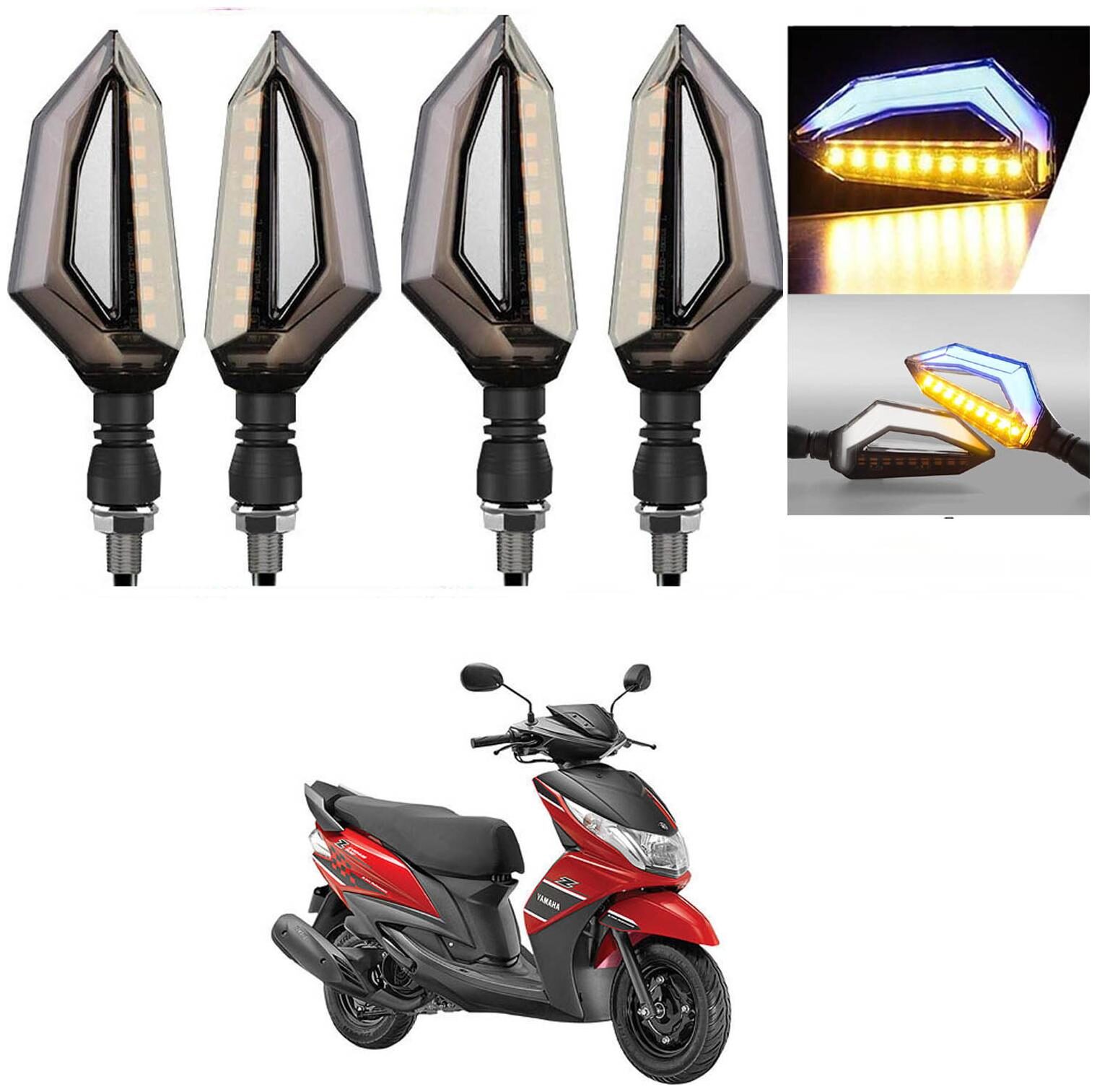 

SHOP4U D Shape Side Blinker LED Indicator Light Front Rear Light for Yamaha Ray Z ( Blue and Yellow )