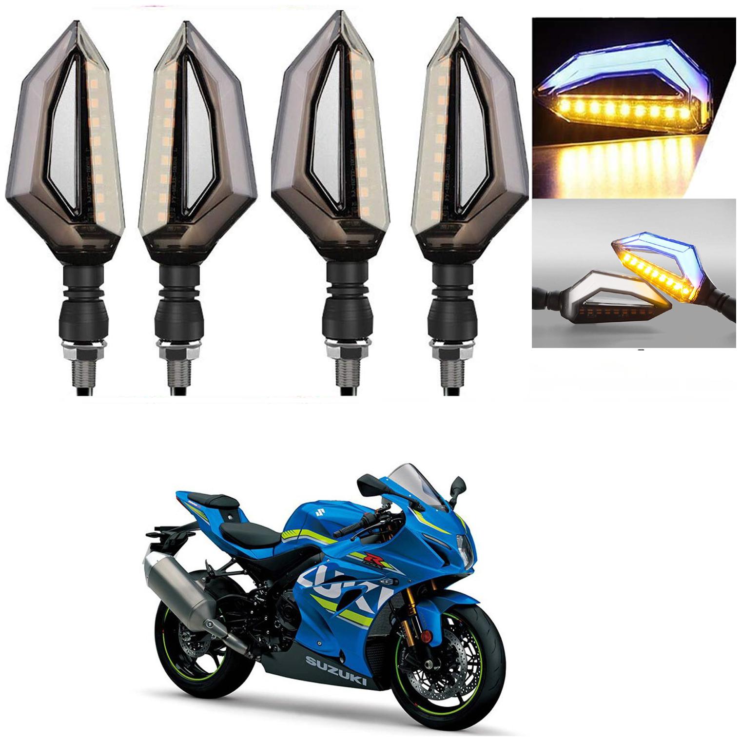 

SHOP4U D Shape Side Blinker LED Indicator Light Front Rear Light for Suzuki GSX R1000 ( Blue and Yellow )