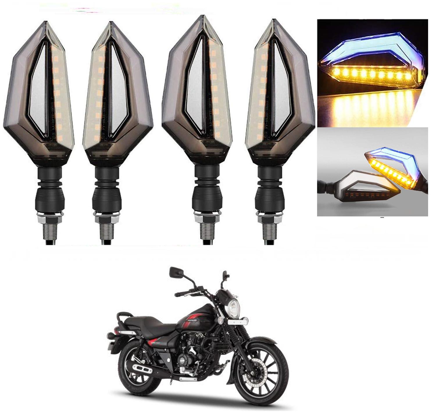 

SHOP4U D Shape Side Blinker LED Indicator Light Front Rear Light for Bajaj Avenger Street 150 ( Blue and Yellow )