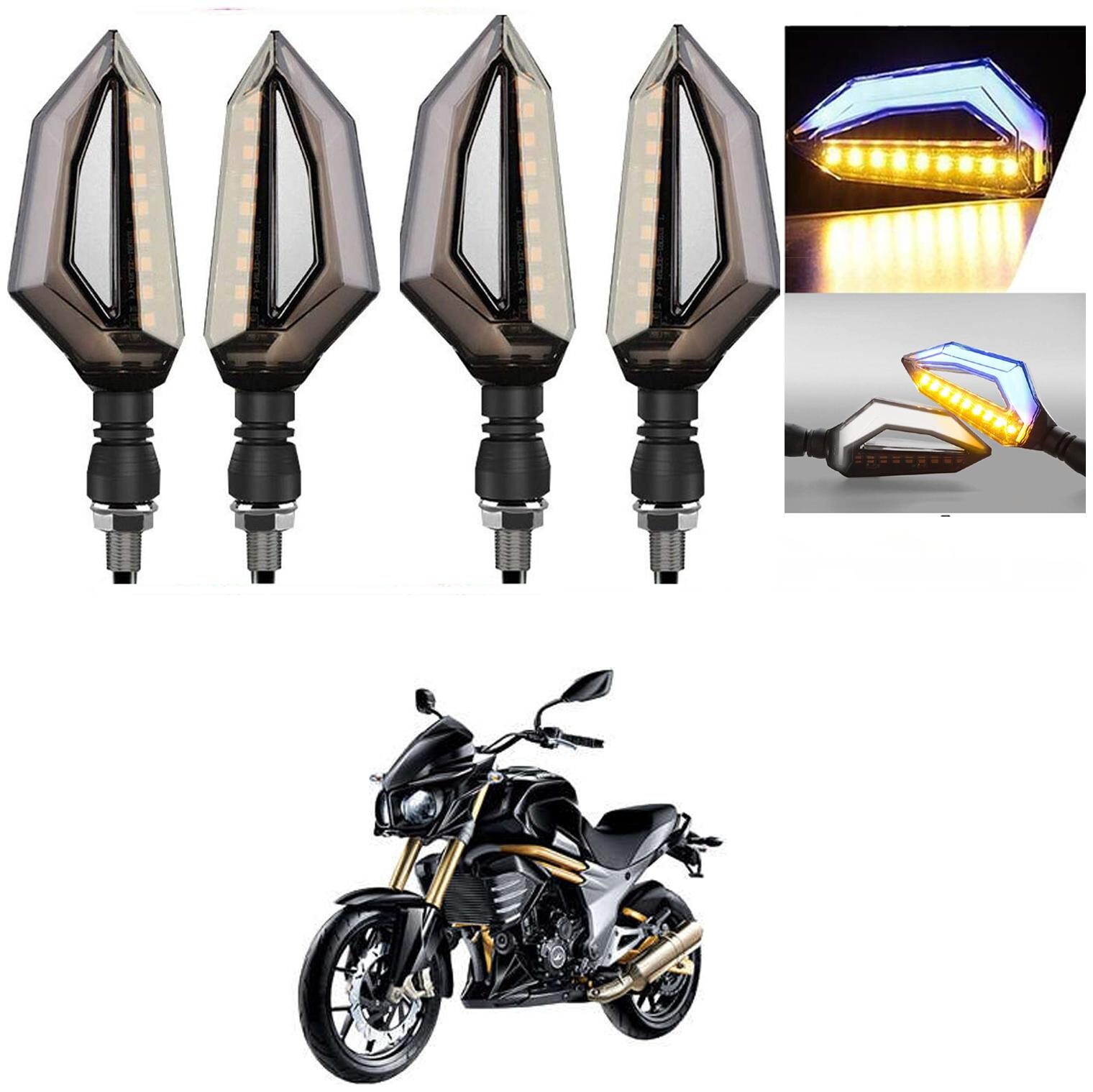 

SHOP4U D Shape Side Blinker LED Indicator Light Front Rear Light for Mahindra Mojo ( Blue and Yellow )