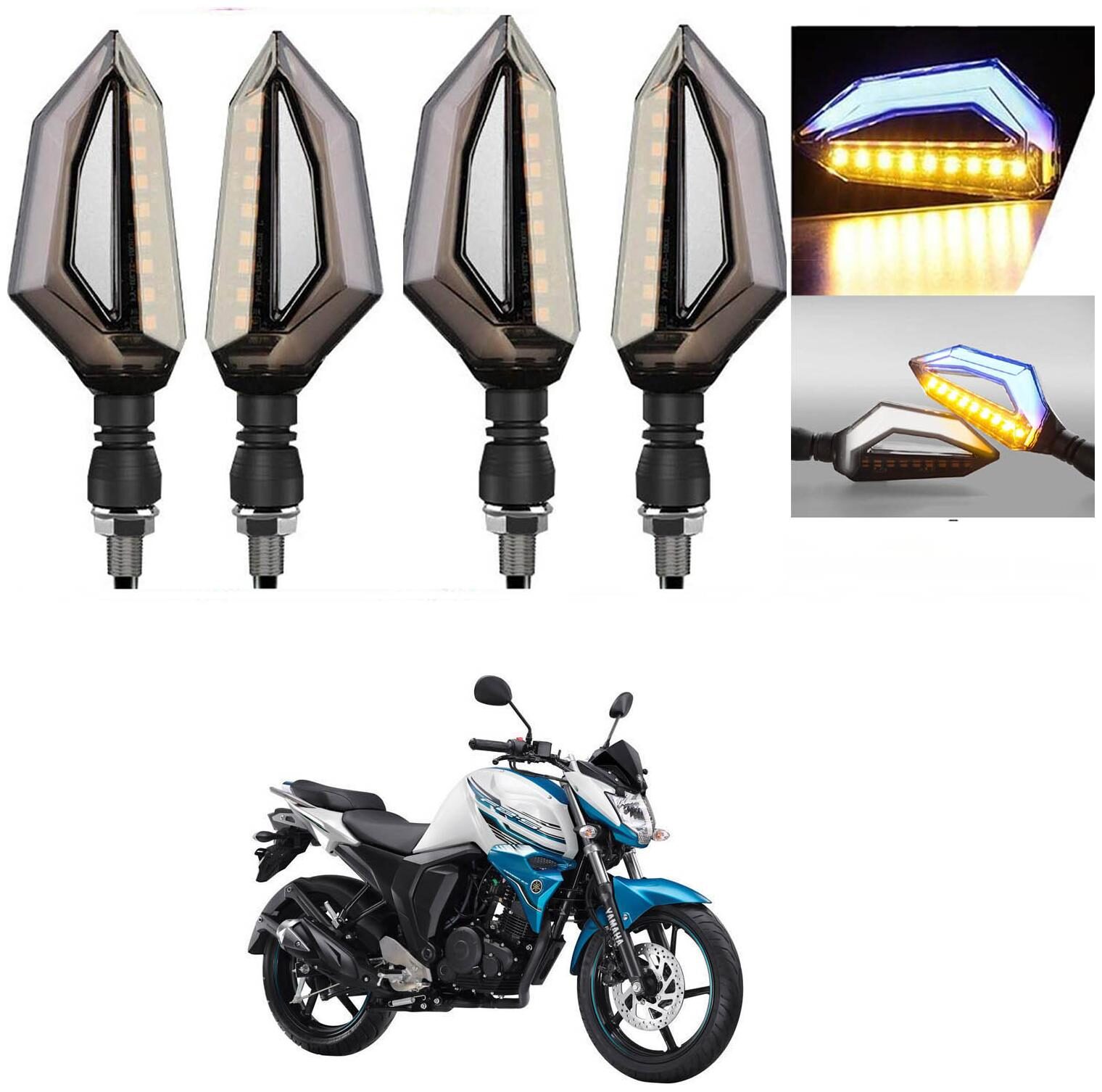 

SHOP4U D Shape Side Blinker LED Indicator Light Front Rear Light for Yamaha FZ FI ( Blue and Yellow )