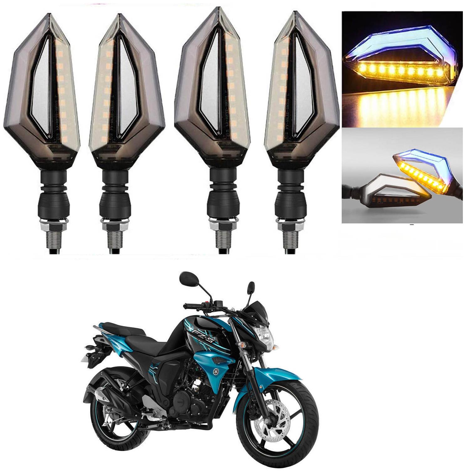 

SHOP4U D Shape Side Blinker LED Indicator Light Front Rear Light for Yamaha FZ-S-FI ( Blue and Yellow )