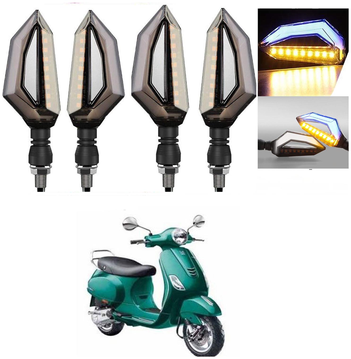 

SHOP4U D Shape Side Blinker LED Indicator Light Front Rear Light for PIAGGIO VESPA VXL 150 ( Blue and Yellow )