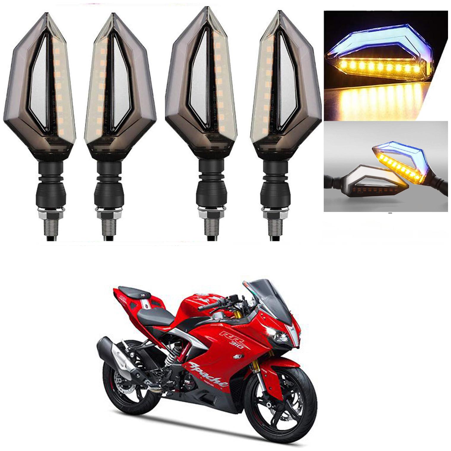 

SHOP4U D Shape Side Blinker LED Indicator Light Front Rear Light for TVS Apache RR310 ( Blue and Yellow )