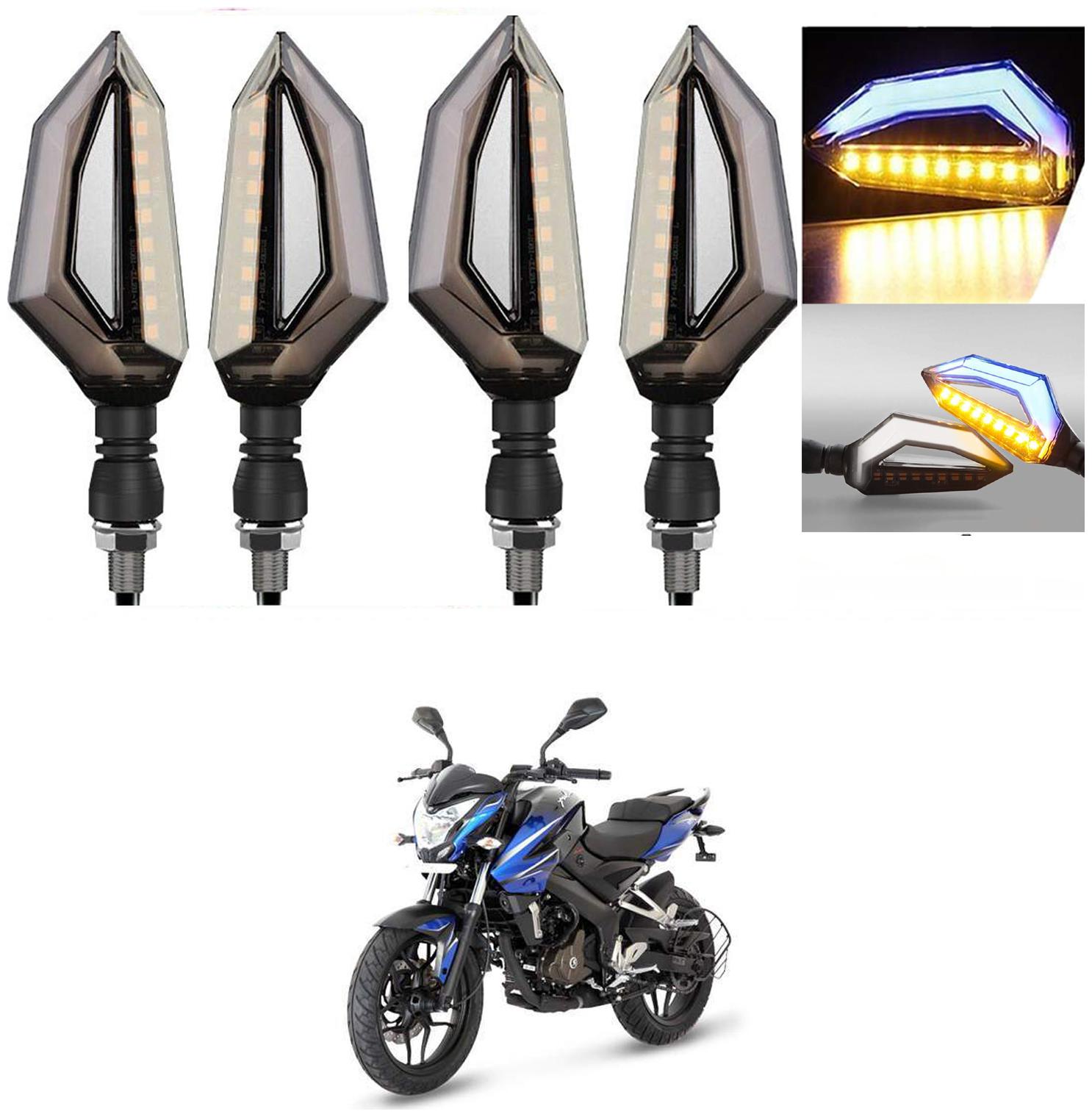 

SHOP4U D Shape Side Blinker LED Indicator Light Front Rear Light for Bajaj Pulsar NS 200 ( Blue and Yellow )