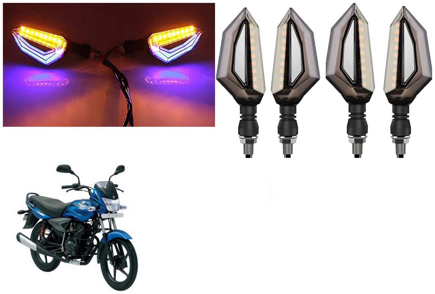 

SHOP4U Front Side Rear D Shape Dual Color DRL Indicator Light for Bajaj Platina 125 ( Blue Yellow Pack of 4 )