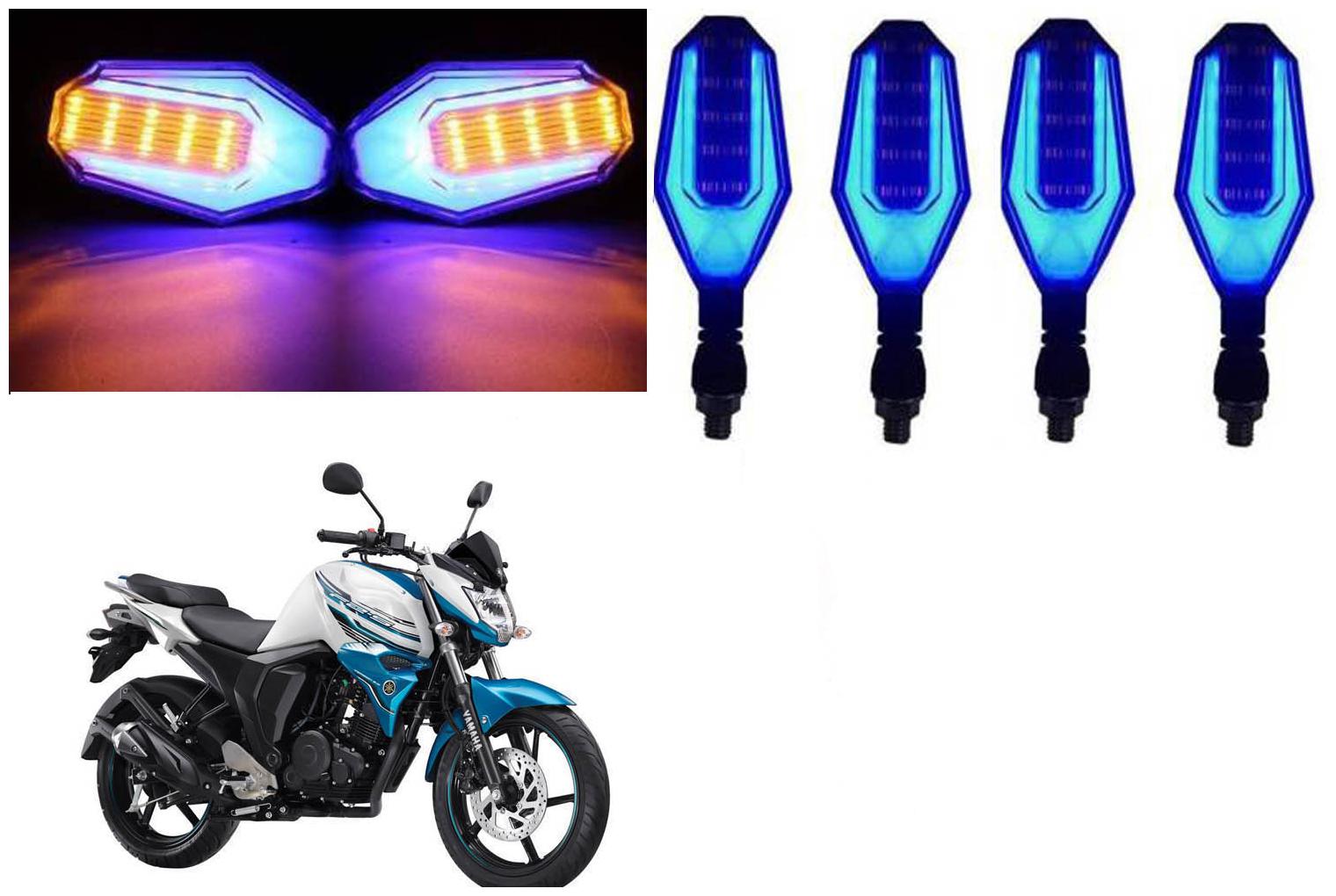 

SHOP4U Front Side Rear U Shape Dual Color DRL Indicator Light for Yamaha FZ FI ( Blue Yellow Pack of 4 )