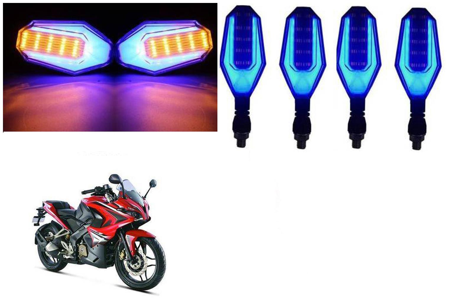 

SHOP4U Front Side Rear U Shape Dual Color DRL Indicator Light for Bajaj Pulsar RS200 ( Blue Yellow Pack of 4 )