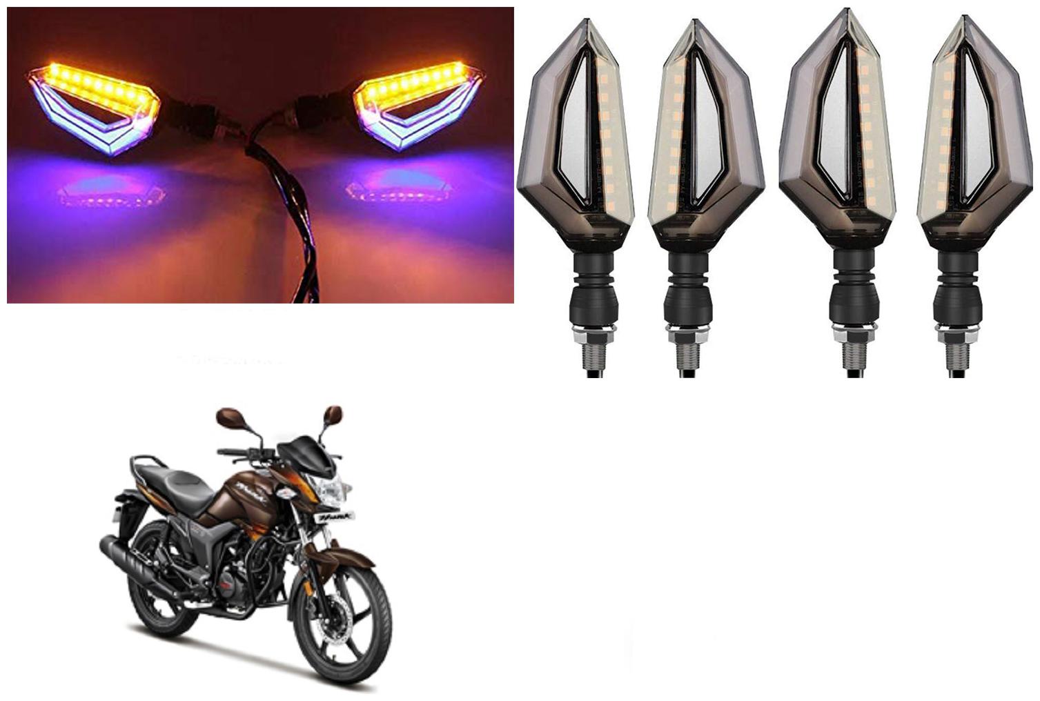 

SHOP4U Front Side Rear D Shape Dual Color DRL Indicator Light for Hero Hunk ( Blue Yellow Pack of 4 )