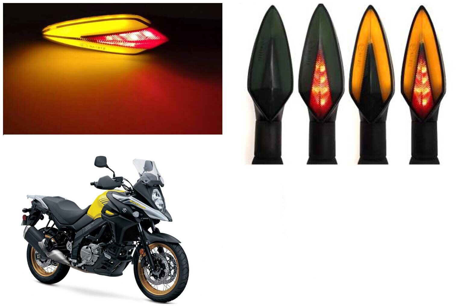 

SHOP4U Front Side Rear A Shape Dual Color DRL Indicator Light for Suzuki V Storm ( Pack of 4 Red and Amber )