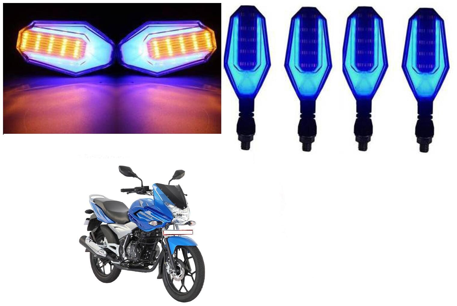 

SHOP4U Front Side Rear U Shape Dual Color DRL Indicator Light for Bajaj Discover 150F ( Blue Yellow Pack of 4 )