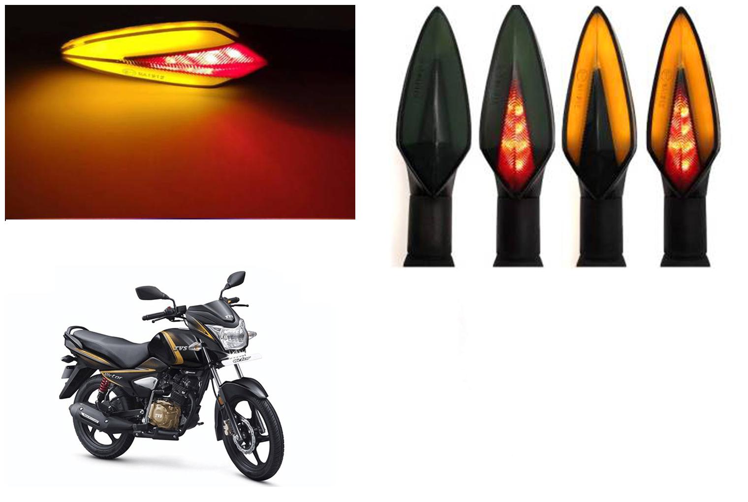 

SHOP4U Front Side Rear A Shape Dual Color DRL Indicator Light for TVS Victor ( Pack of 4 Red and Amber )