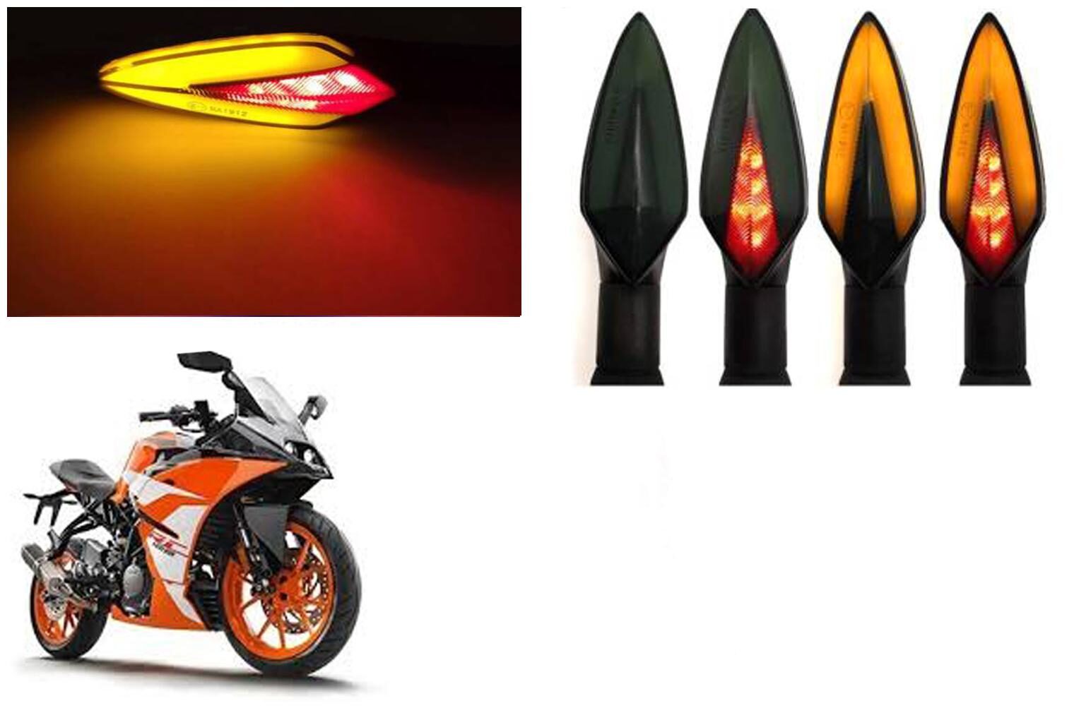 

SHOP4U Front Side Rear A Shape Dual Color DRL Indicator Light for KTM RC 125 ( Pack of 4 Red and Amber )