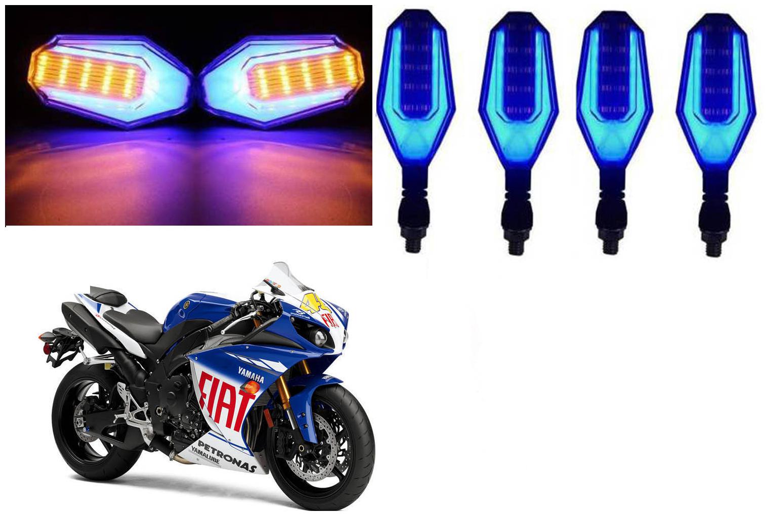 

SHOP4U Front Side Rear U Shape Dual Color DRL Indicator Light for Yamaha YZF R1 ( Blue Yellow Pack of 4 )