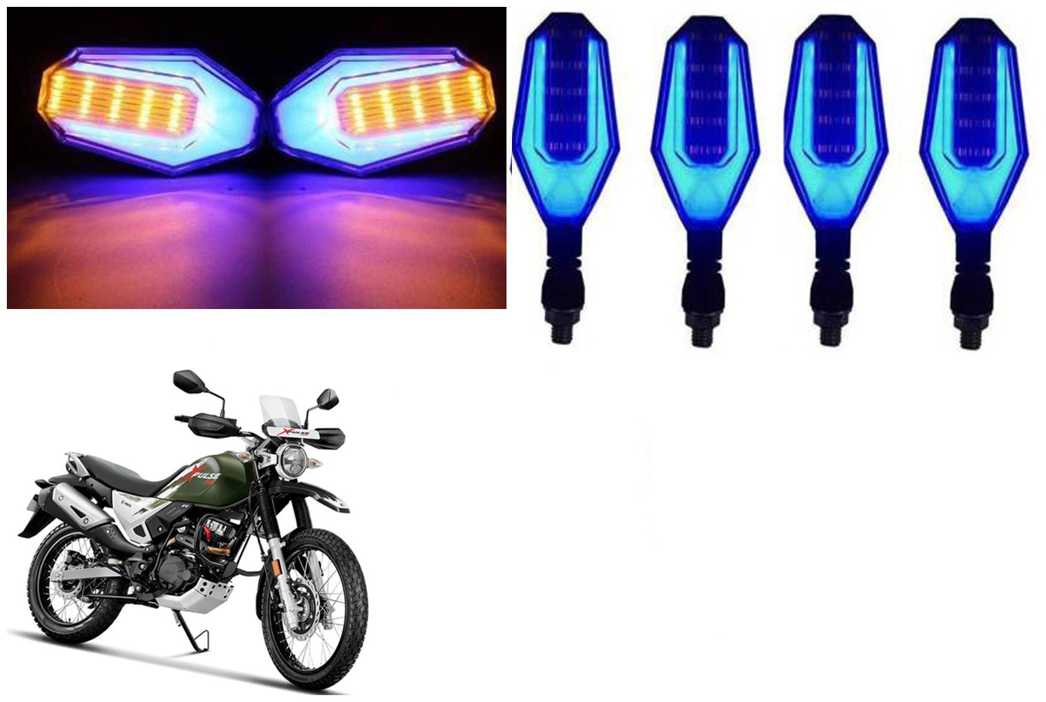 

SHOP4U Front Side Rear U Shape Dual Color DRL Indicator Light for Hero XPulse 200 ( Blue Yellow Pack of 4 )