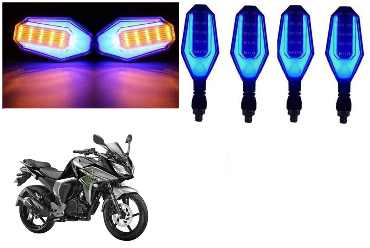 

SHOP4U Front Side Rear U Shape Dual Color DRL Indicator Light for Yamaha Fazer FI ( Blue Yellow Pack of 4 )