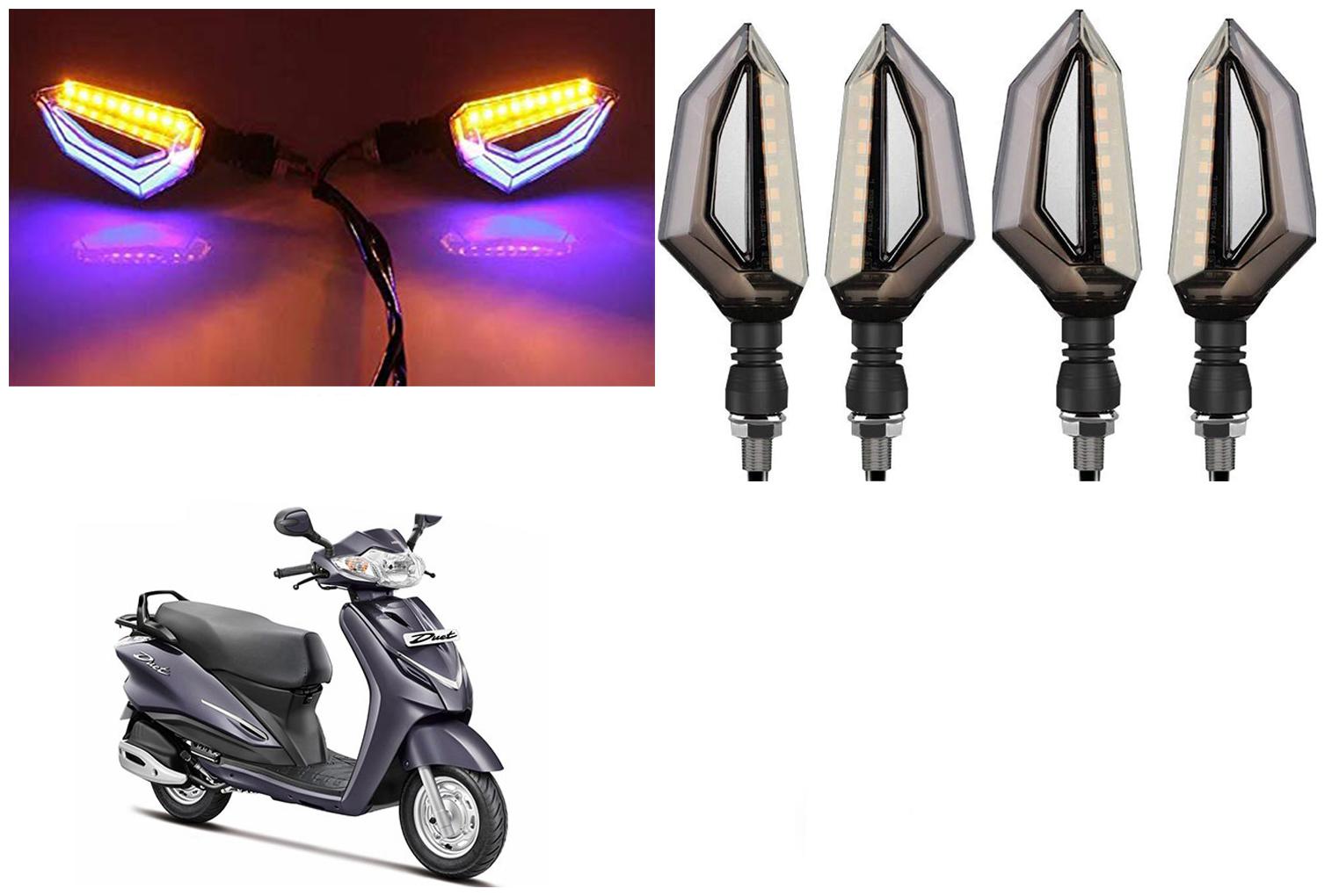 

SHOP4U Front Side Rear D Shape Dual Color DRL Indicator Light for Hero Duet ( Blue Yellow Pack of 4 )