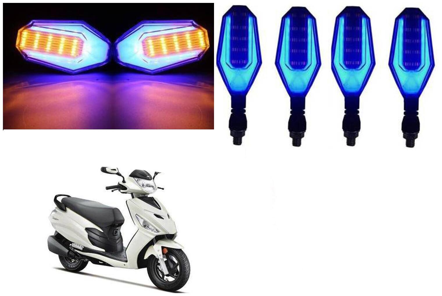 

SHOP4U Front Side Rear U Shape Dual Color DRL Indicator Light for Hero Dash ( Blue Yellow Pack of 4 )