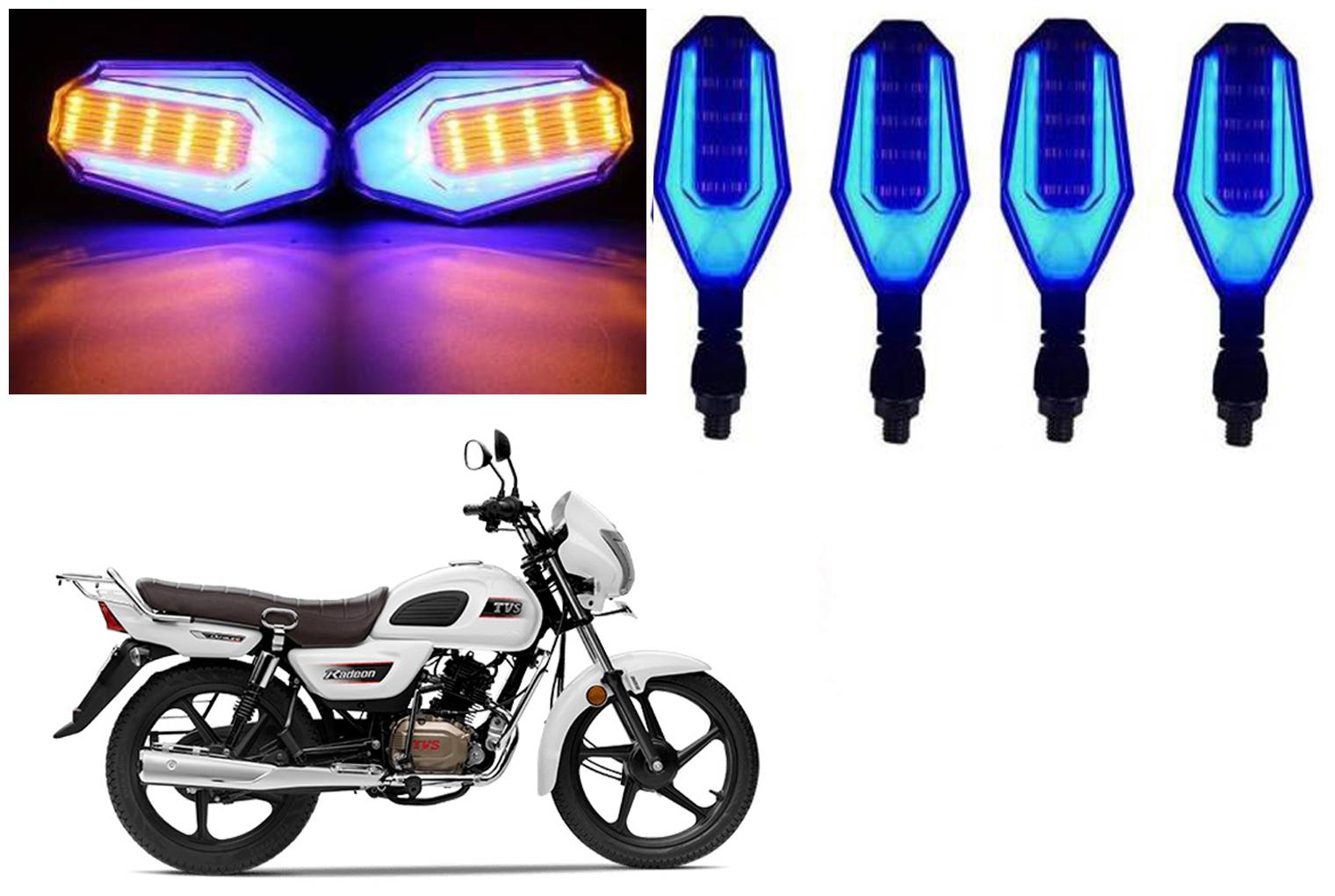 

SHOP4U Front Side Rear U Shape Dual Color DRL Indicator Light for TVS Radeon ( Blue Yellow Pack of 4 )