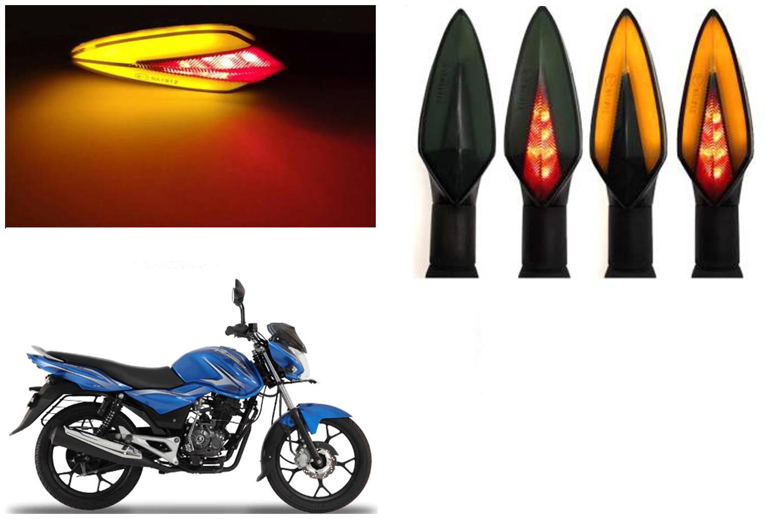 

SHOP4U Front Side Rear A Shape Dual Color DRL Indicator Light for Bajaj Discover 100M ( Pack of 4 Red and Amber )
