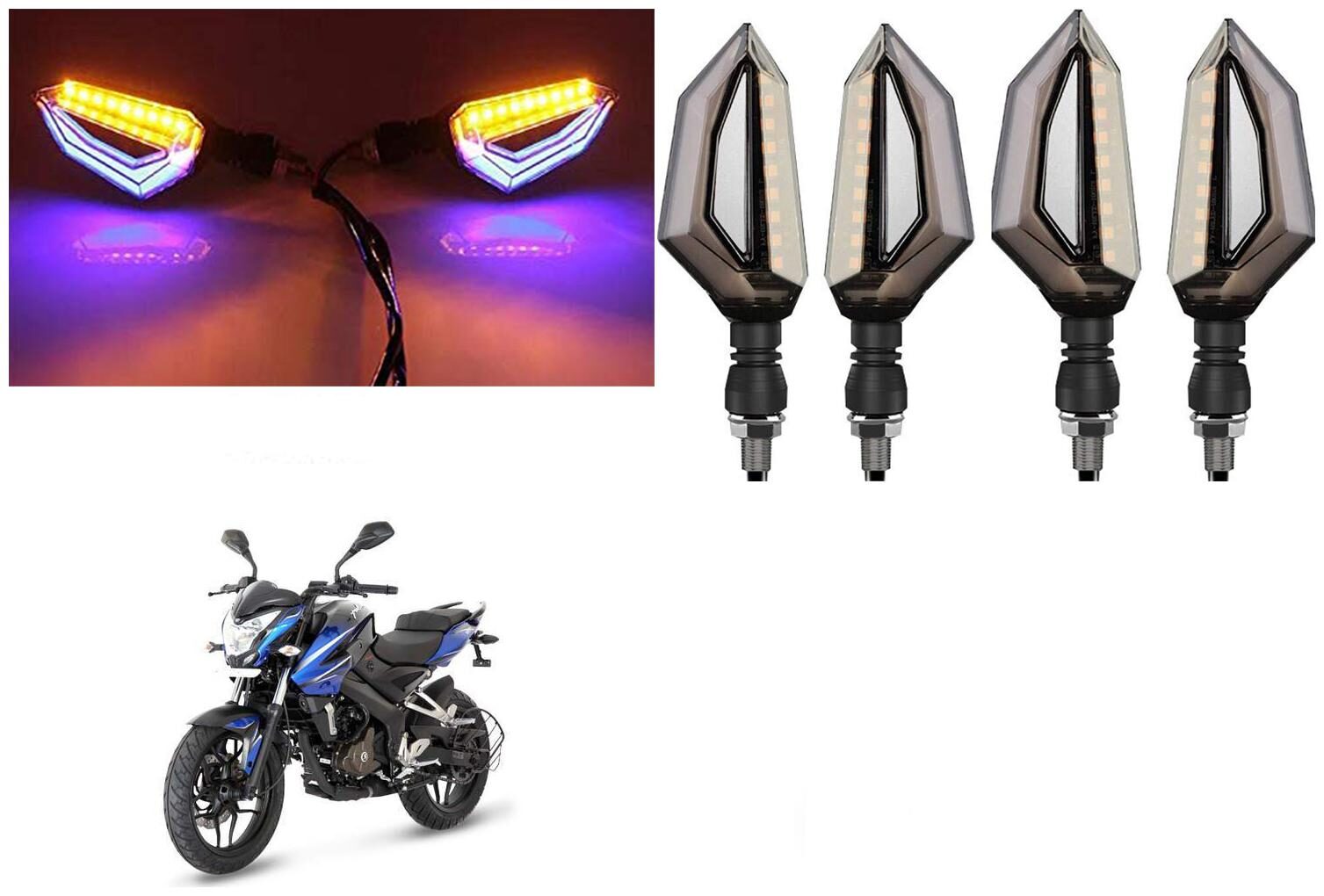 

SHOP4U Front Side Rear D Shape Dual Color DRL Indicator Light for Bajaj Pulsar NS 200 ( Blue Yellow Pack of 4 )