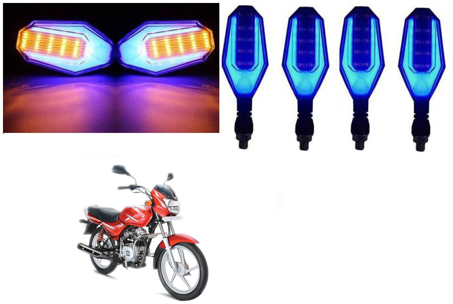 

SHOP4U Front Side Rear U Shape Dual Color DRL Indicator Light for Bajaj CT-100 ( Blue Yellow Pack of 4 )