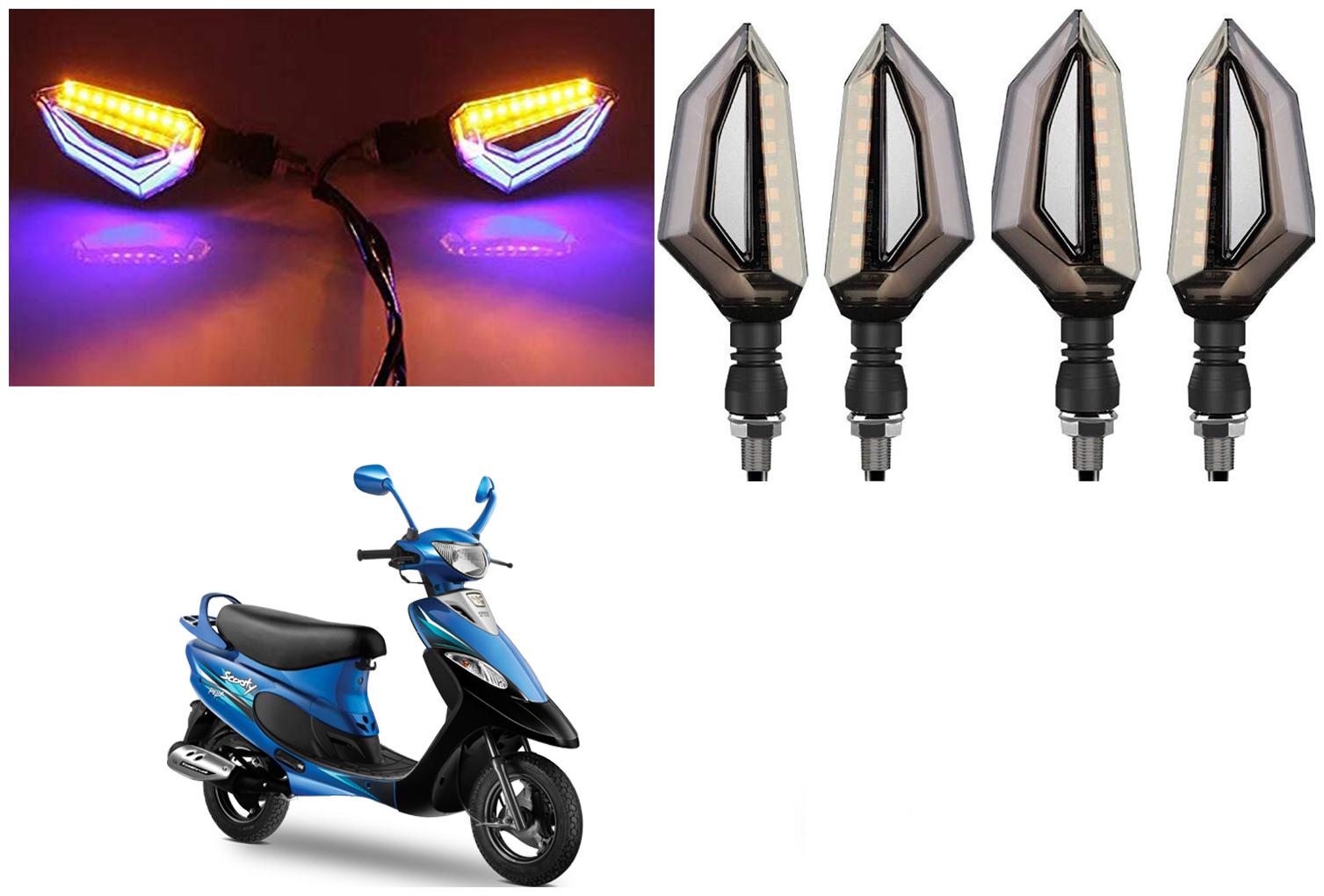 

SHOP4U Front Side Rear D Shape Dual Color DRL Indicator Light for TVS Scooty PEP Plus ( Blue Yellow Pack of 4 )