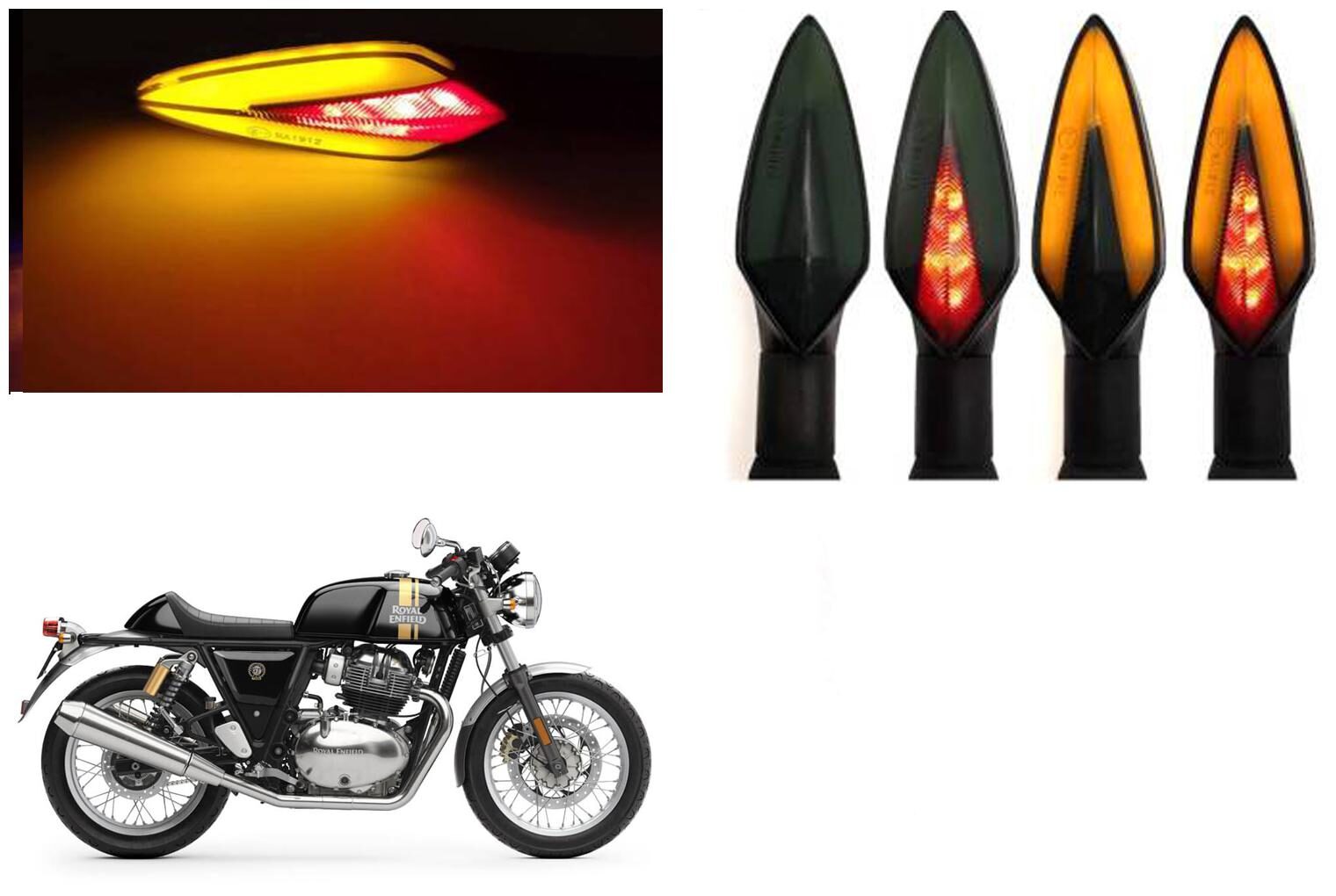 

SHOP4U Front Side Rear A Shape Dual Color DRL Indicator Light for Royal Enfield Continental STD ( Pack of 4 Red and Amber )
