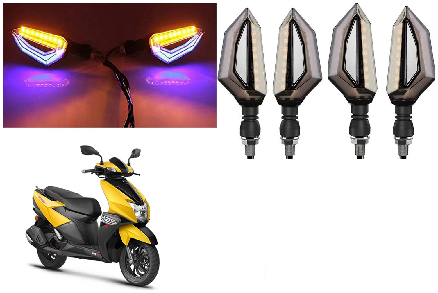 

SHOP4U Front Side Rear D Shape Dual Color DRL Indicator Light for TVS NTORQ 125 ( Blue Yellow Pack of 4 )