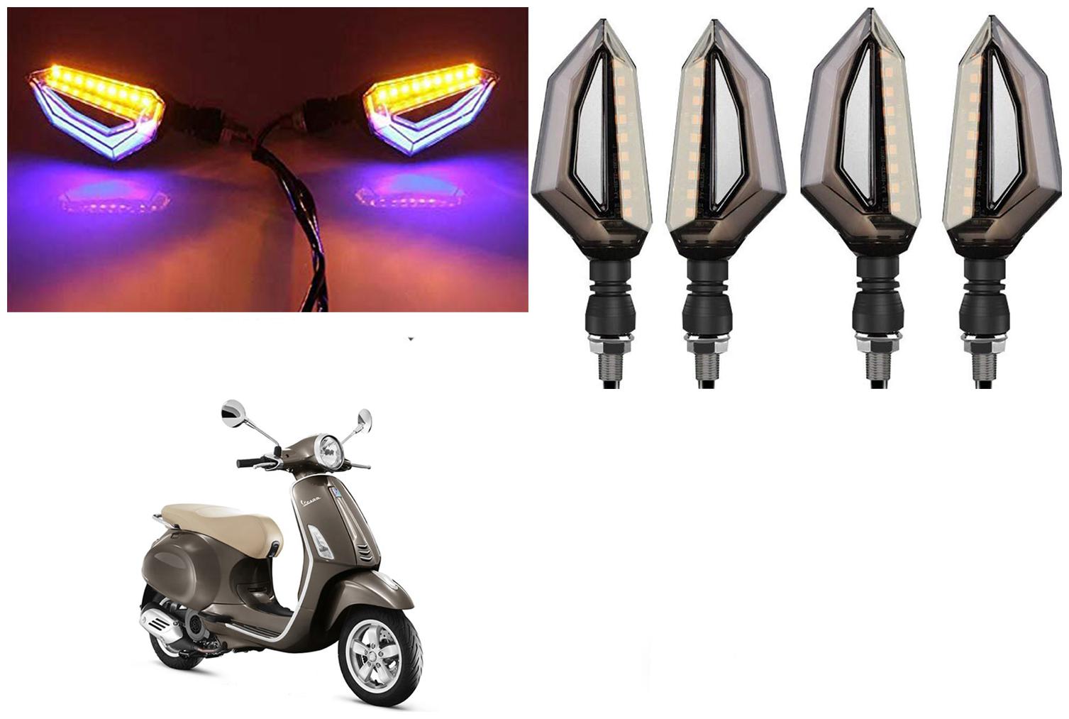 

SHOP4U Front Side Rear D Shape Dual Color DRL Indicator Light for Piaggio Vespa SXL 150 ( Blue Yellow Pack of 4 )