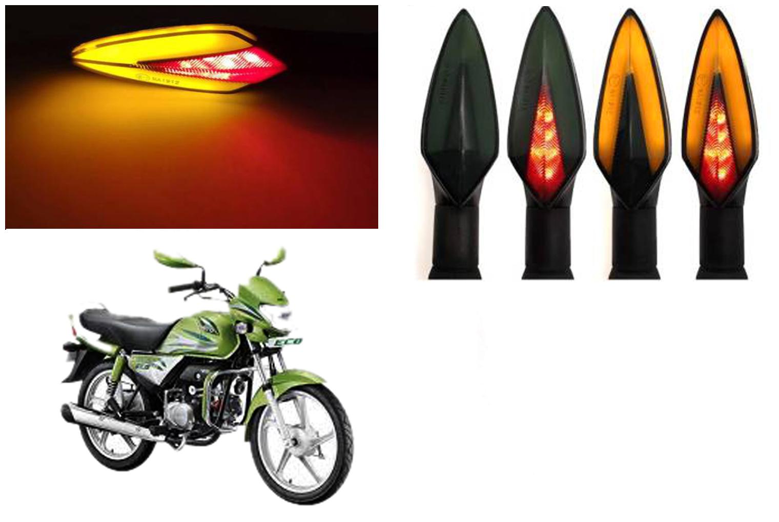 

SHOP4U Front Side Rear A Shape Dual Color DRL Indicator Light for Hero HF Deluxe Eco ( Pack of 4 Red and Amber )