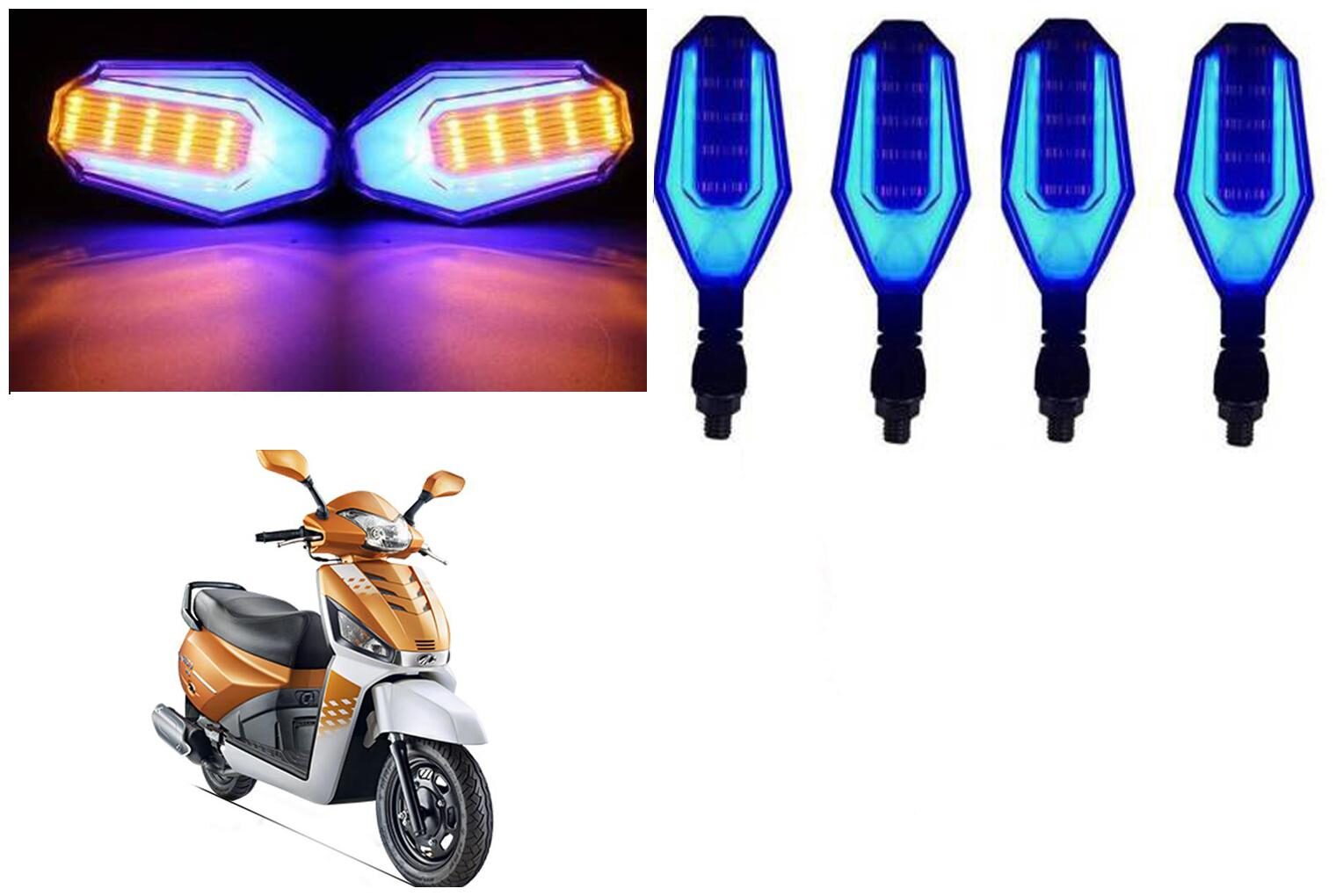 

SHOP4U Front Side Rear U Shape Dual Color DRL Indicator Light for Mahindra Gusto 125 ( Blue Yellow Pack of 4 )