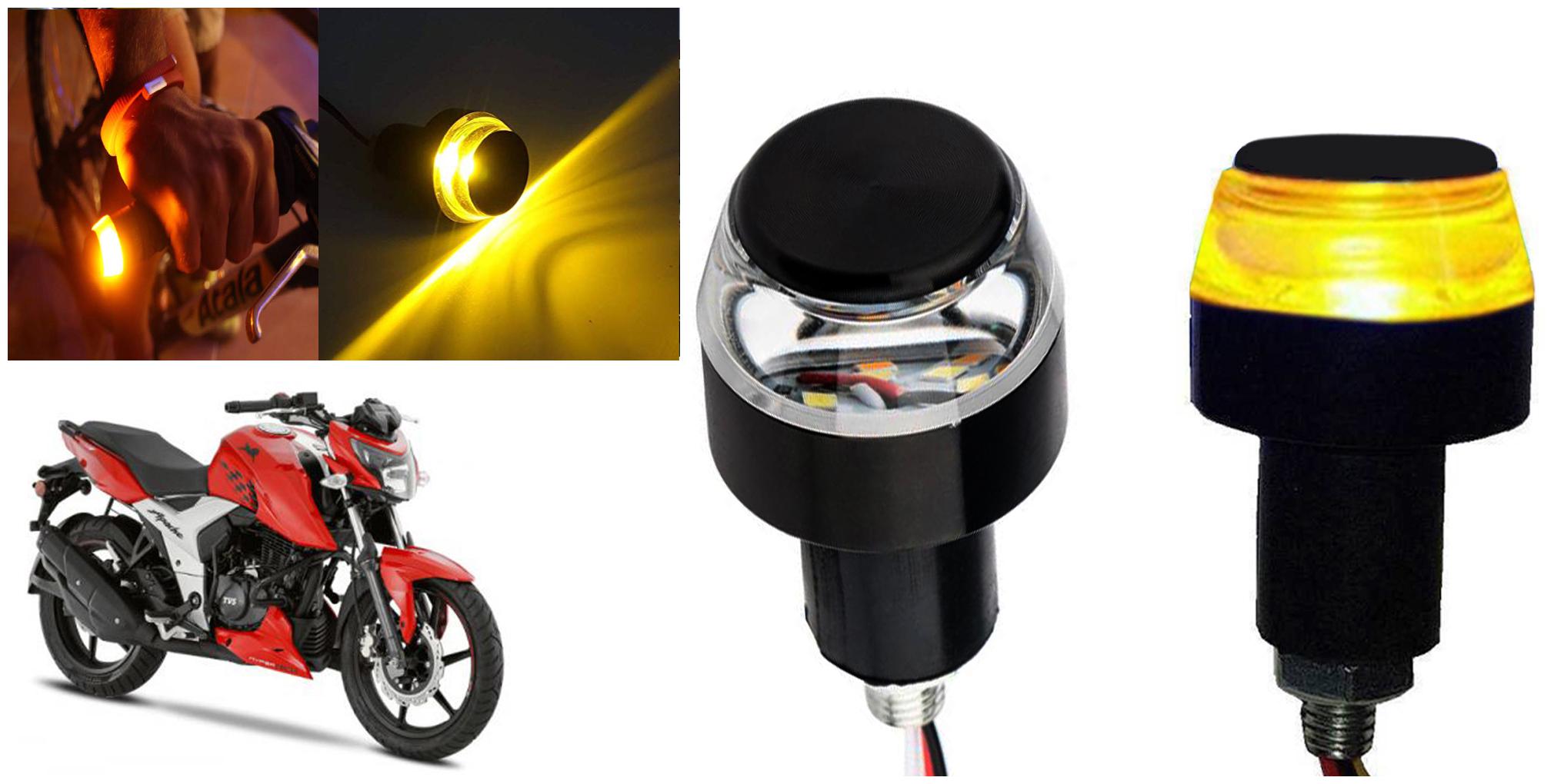 

SHOP4U Handlebar LED Turn Signal Indicatorn Dual Bulb for TVS Apache RTR 160 4V ( White and Yellow 2 PCs )