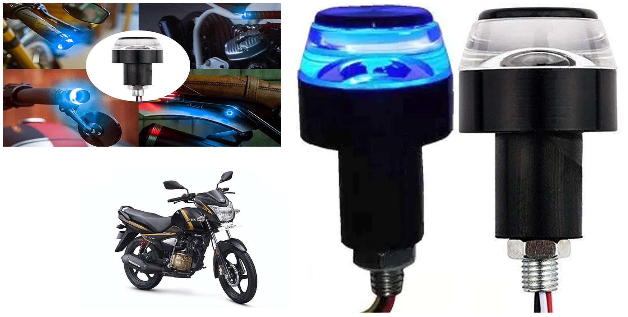 

SHOP4U Handlebar LED Turn Signal Handelbar Dual Bulb for TVS Victor ( White and Blue 2 PCs )