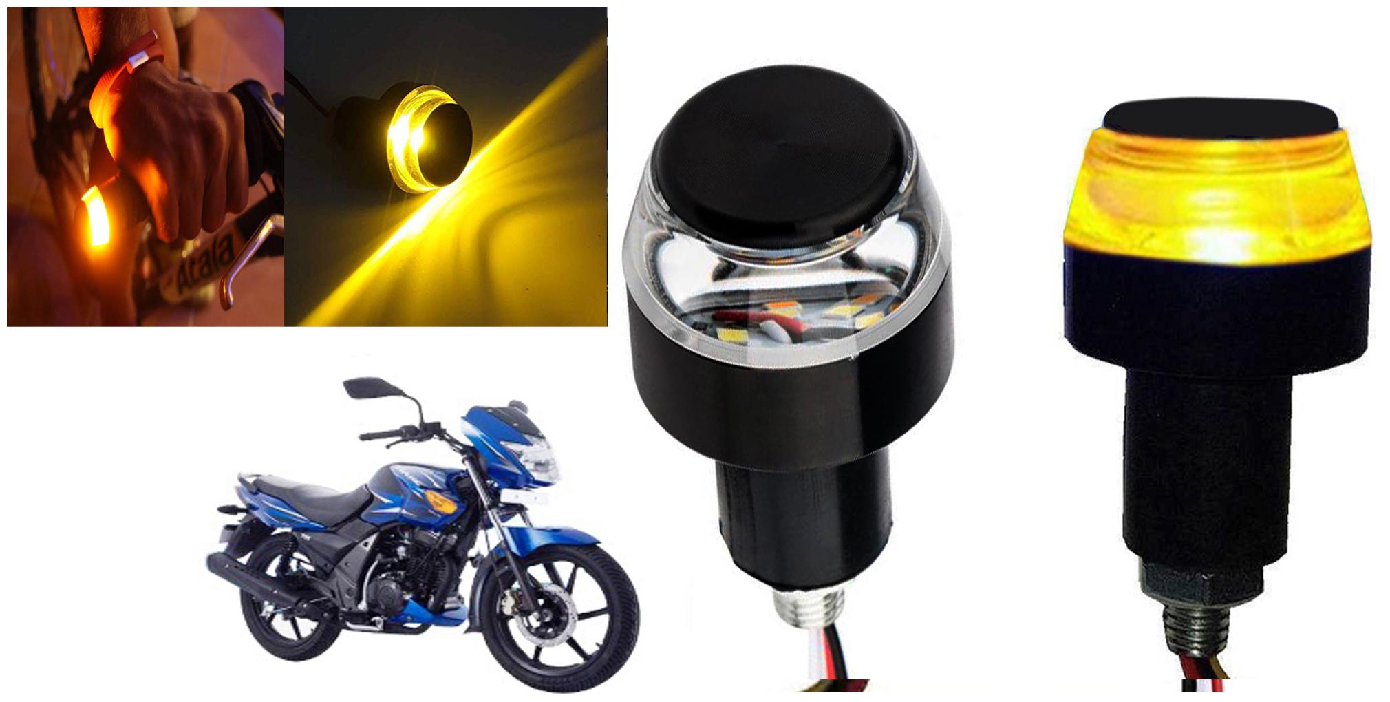 

SHOP4U Handlebar LED Turn Signal Indicatorn Dual Bulb for TVS Flame ( White and Yellow 2 PCs )