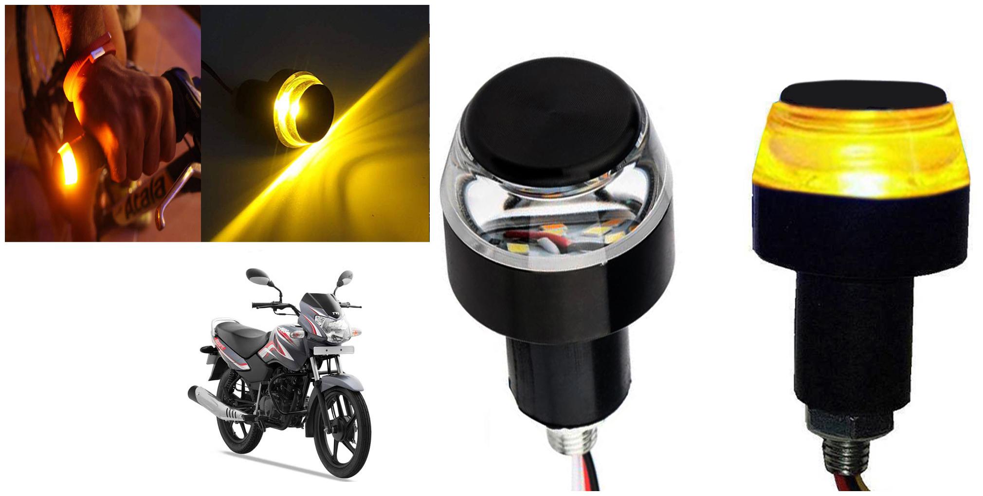 

SHOP4U Handlebar LED Turn Signal Indicatorn Dual Bulb for TVS Sport ( White and Yellow 2 PCs )