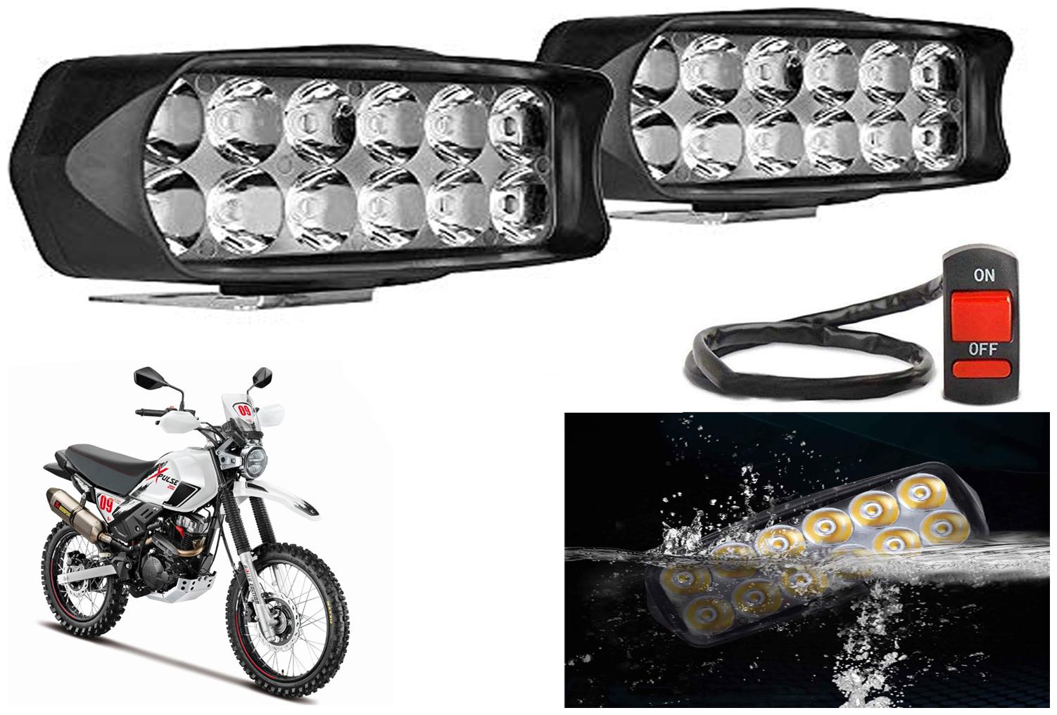 

SHOP4U L22 Waterproof 12 LED Fog Light Head Lamp for Hero Xpulse 200 BS6 (Set of 2 Free On Off Switch)
