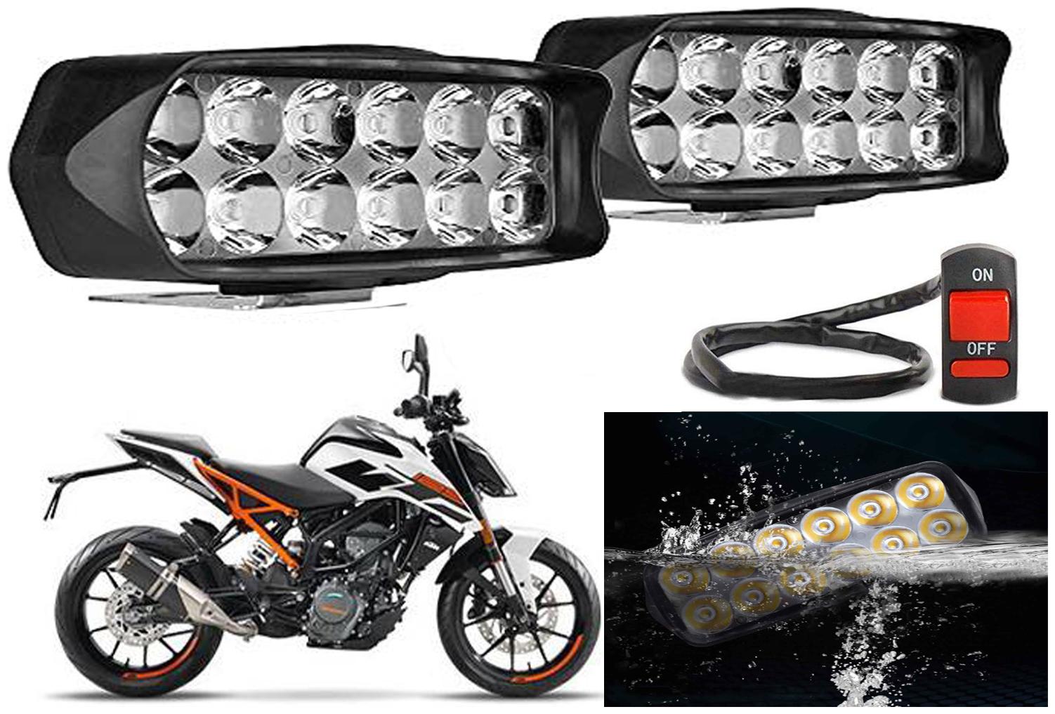 

SHOP4U L22 Waterproof 12 LED Fog Light Head Lamp for KTM 125 Duke (Set of 2 Free On Off Switch)