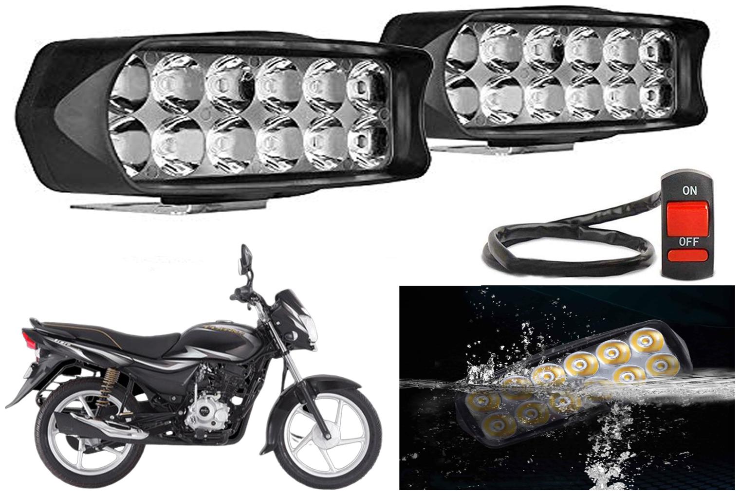 

SHOP4U L22 Waterproof 12 LED Fog Light Head Lamp for Bajaj Platina 100 (Set of 2 Free On Off Switch)