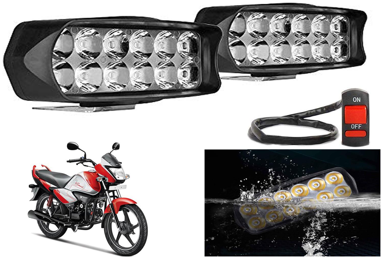 

SHOP4U L22 Waterproof 12 LED Fog Light Head Lamp for Hero Super Splendor I Smart (Set of 2 Free On Off Switch)