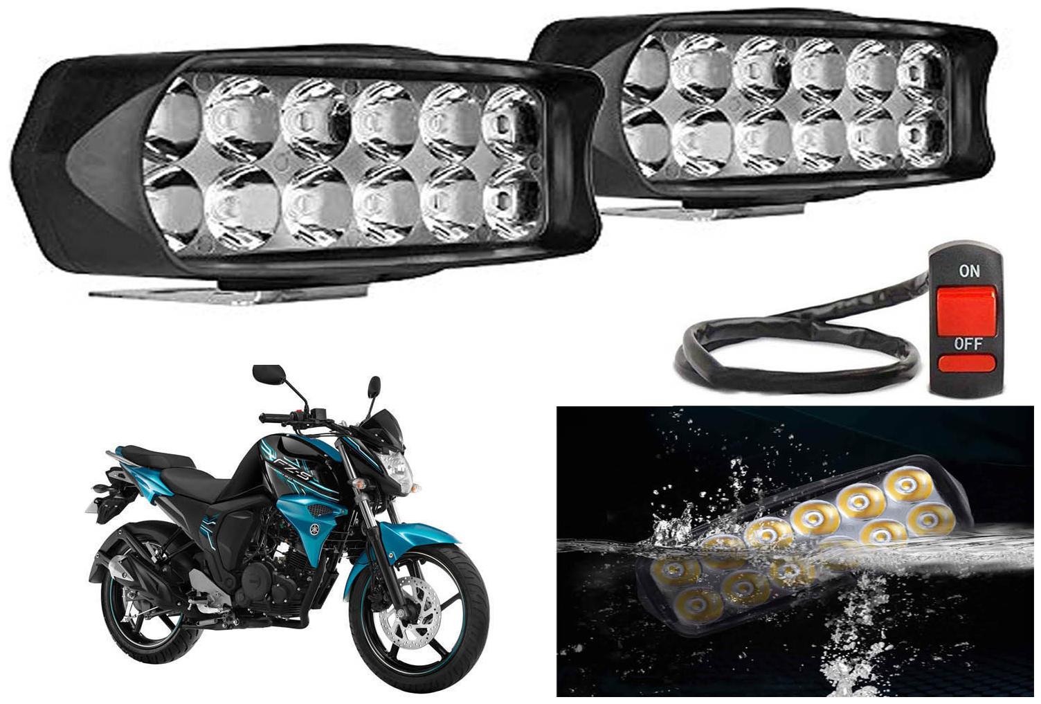 

SHOP4U L22 Waterproof 12 LED Fog Light Head Lamp for Yamaha FZ-S-FI (Set of 2 Free On Off Switch)