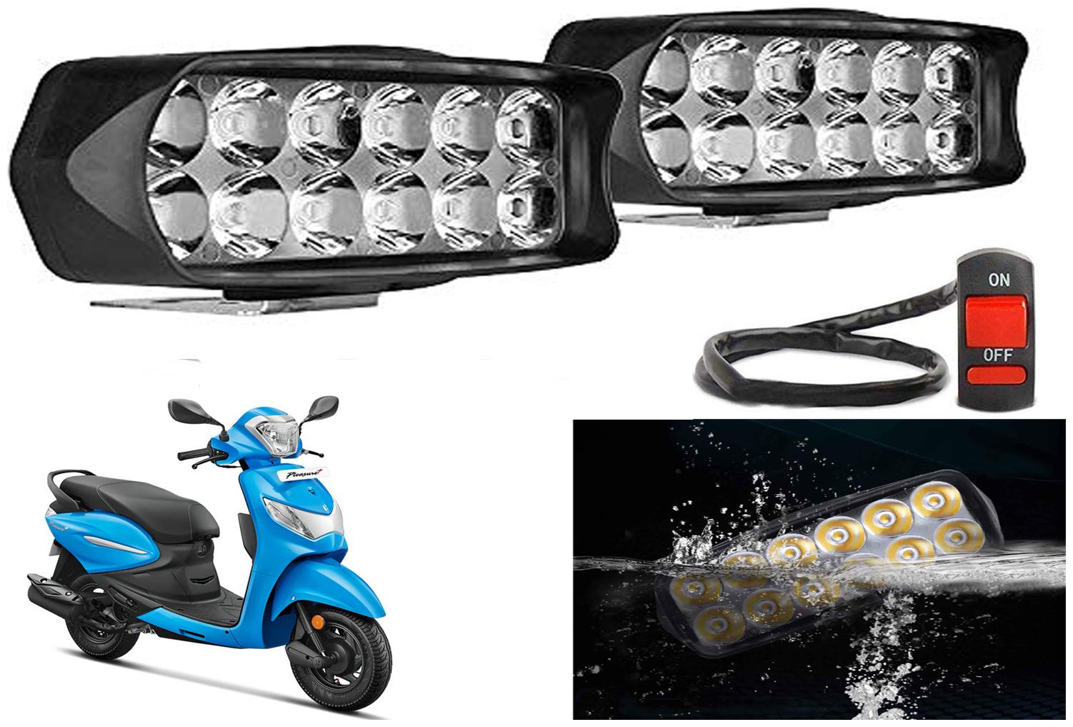 

SHOP4U L22 Waterproof 12 LED Fog Light Head Lamp for Hero Pleasure Plus (Set of 2 Free On Off Switch)