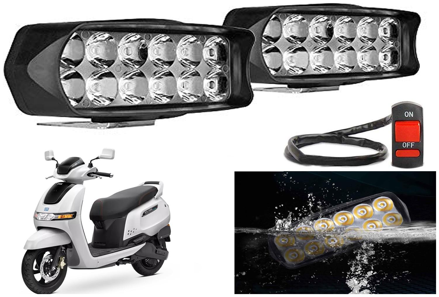 

SHOP4U L22 Waterproof 12 LED Fog Light Head Lamp for TVS iQube Electric (Set of 2 Free On Off Switch)