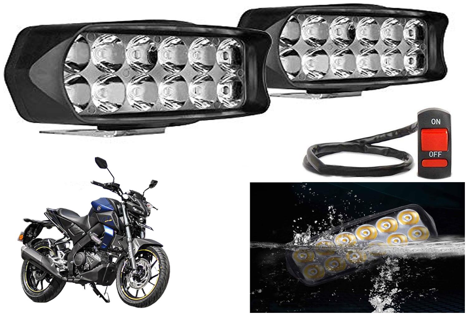 

SHOP4U L22 Waterproof 12 LED Fog Light Head Lamp for Yamaha MT-15 (Set of 2 Free On Off Switch)