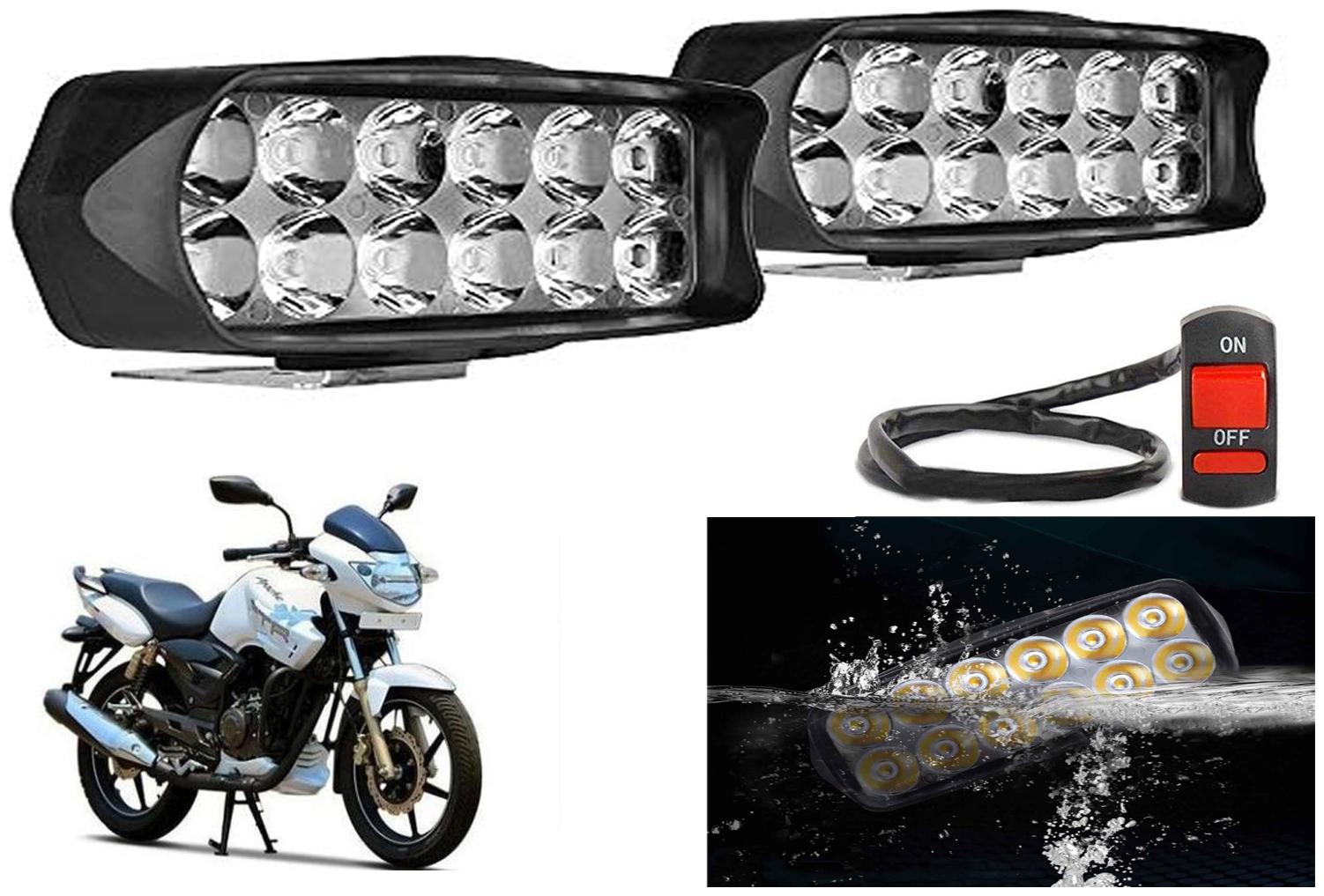 

SHOP4U L22 Waterproof 12 LED Fog Light Head Lamp for TVS Apache RTR 180 (Set of 2 Free On Off Switch)